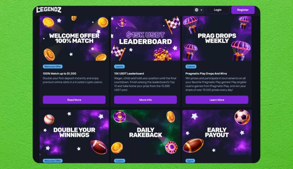 Legendz Casino offer bonuses